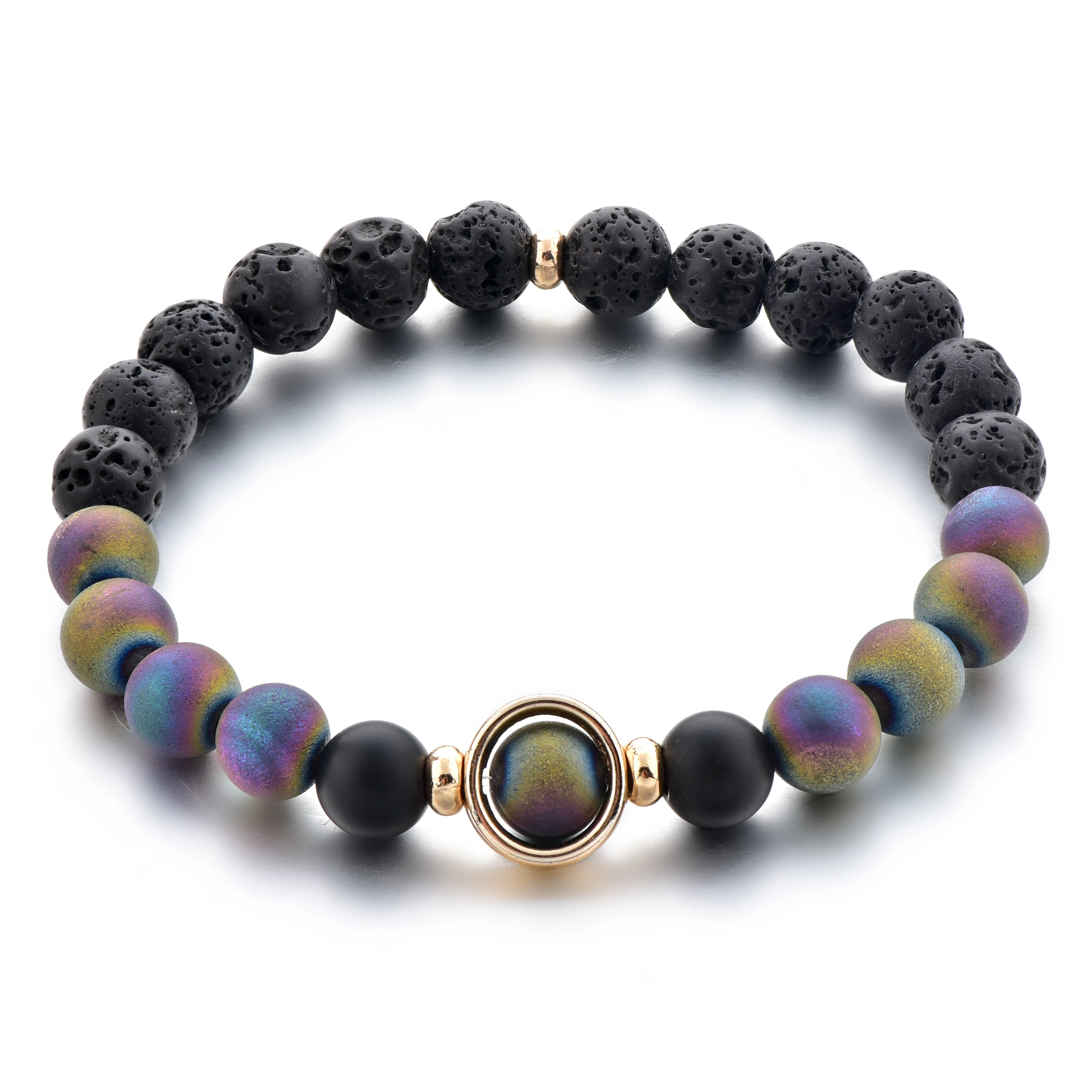 

2021 hot selling 8mm colourful frosted agate beads stone bracelet lava stone handmade bracelet, As picture