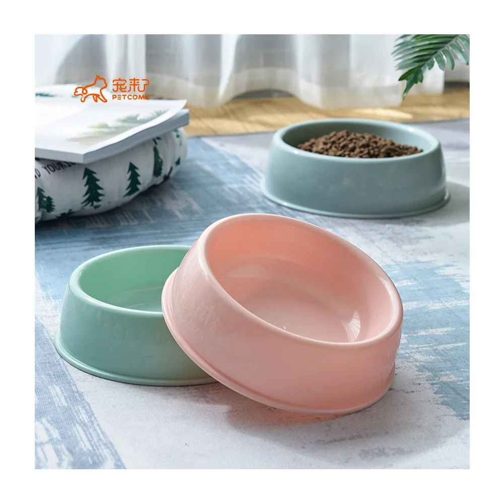 

PETCOME Lazada Best Selling Portable Cute Travel Round Feeding Drinking Eco Friendly Plastic Dog Bowls, 3 colors