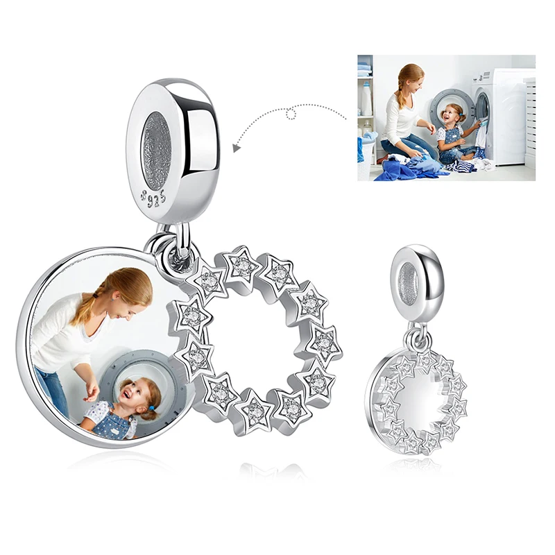 

2020 New Fashion 925 Sterling Silver Star Bead Charms Fit Original Bracelet for Women Customized Photo DIY Authentic Jewelry