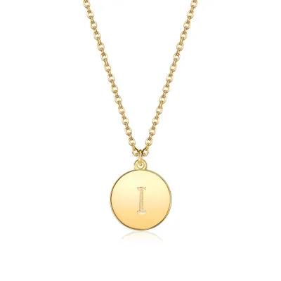 

Ultimate Brass Gold Plated Tiny Disk Necklace Personalized A-Z Initial Letter Engraved Monogram Coin Disc Necklace, Silver , gold , rose gold