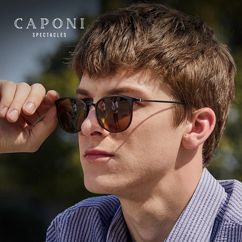 

CAPONI 2022 Mens Color Changing Sunglasses Titanium Leg TR Frame Light Eyewear Night Vision Glasses For Driving