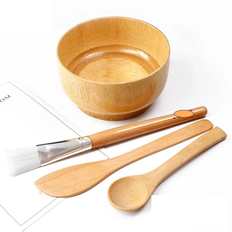 

Handmade DIY Cosmetic Tools Facial Cream Mixing Bowl Set Bamboo Bowl Spatula Brush Spoon Sets, Natural