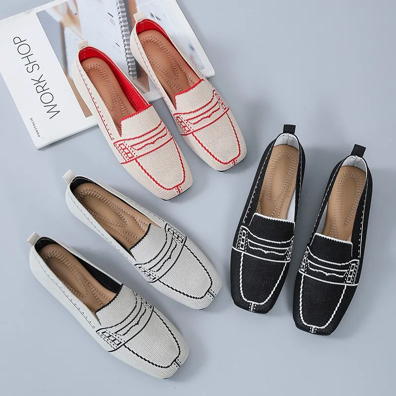 

2021 autumn new style European and American fashion casual low-cut shallow mouth women's flat heel large size ladies flat shoes