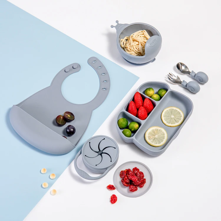 

Baby 5 pieces sets silicone baby feeding set eco friendly baby tableware kids children dinnerware, Optional