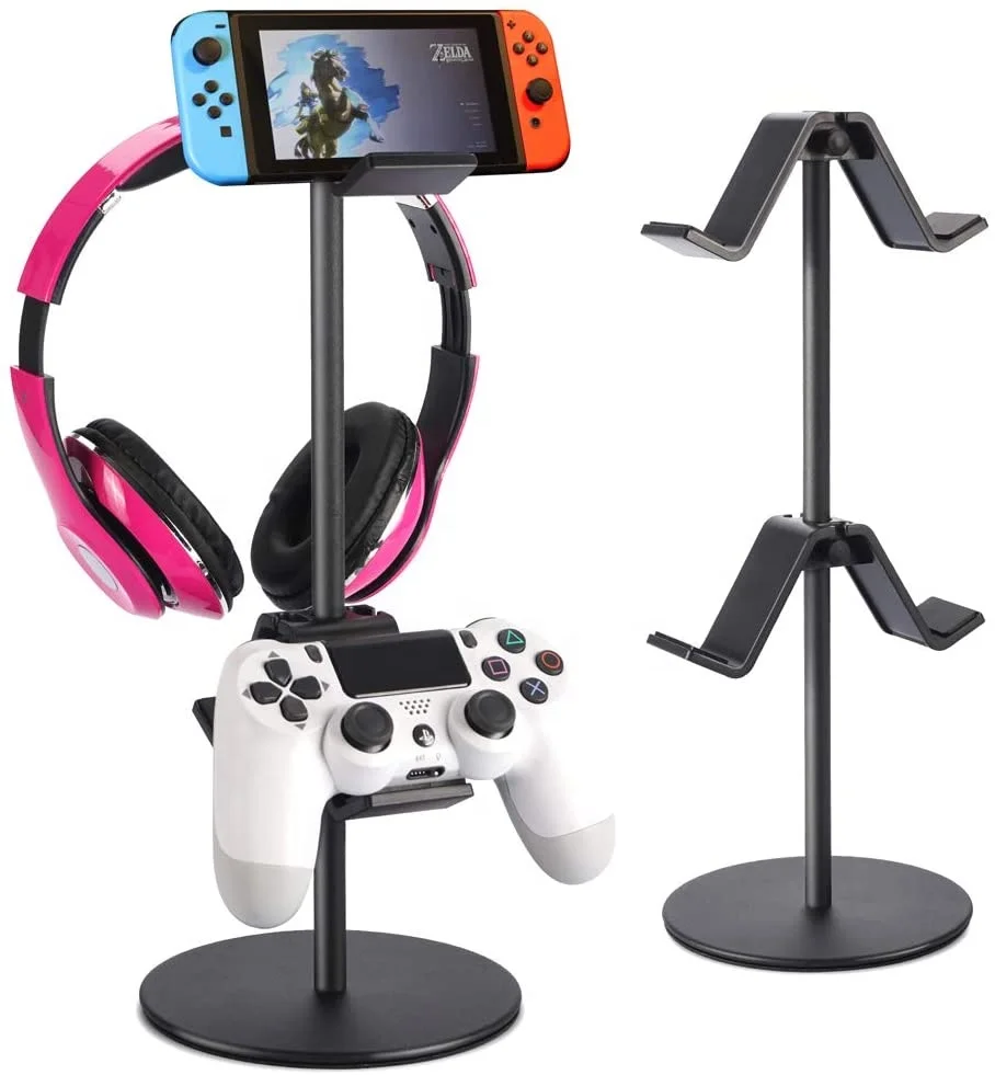 

Controller Holder, Game Controller Stand Holder Storage Organizer Gamepad with Multiple Adjustable Height and Direction Headset, Black