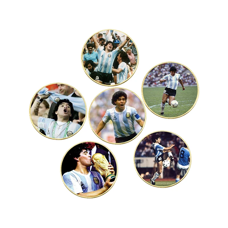 

New Gold Coin Sport RIP Diego Maradona Football Challenge Coins Soccer Ball King Metal Souvenir Gift for Him Collectible