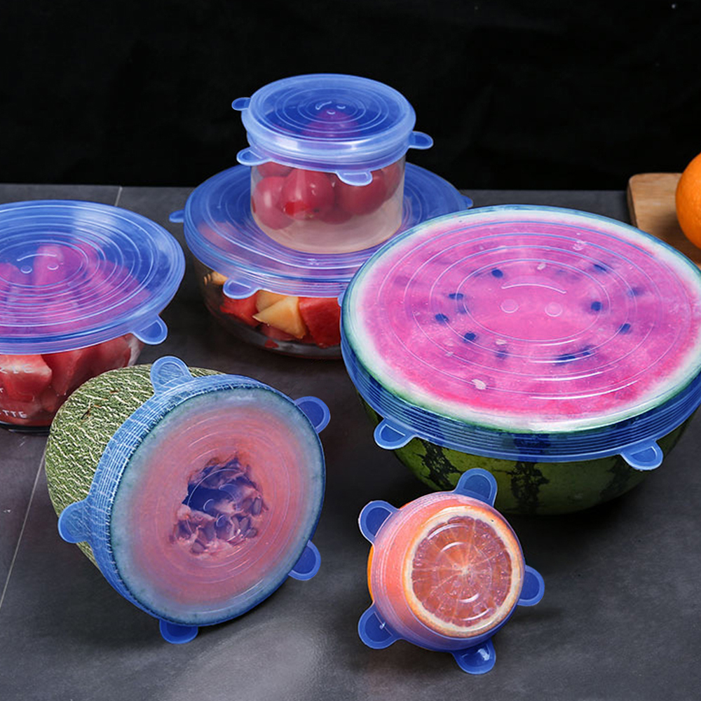 

IN STOCK 6 sizes Silicone Reusable Food Can Covers Stretch Lid for All Containers