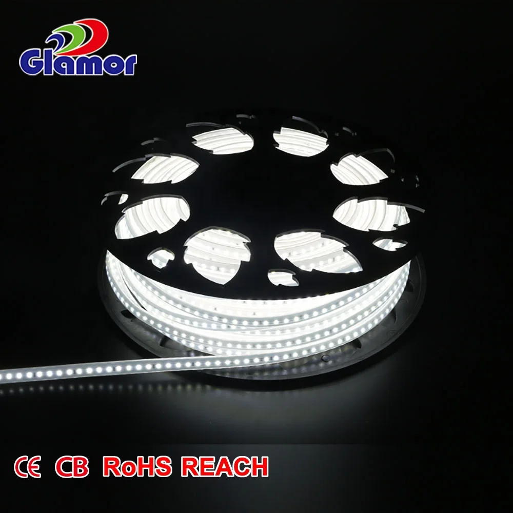 Crystal Jade SMD 3528 12V 120 leds/meter high lumens output led strip light, 1 line, AC220V input, 50meters/roll, PVC cover