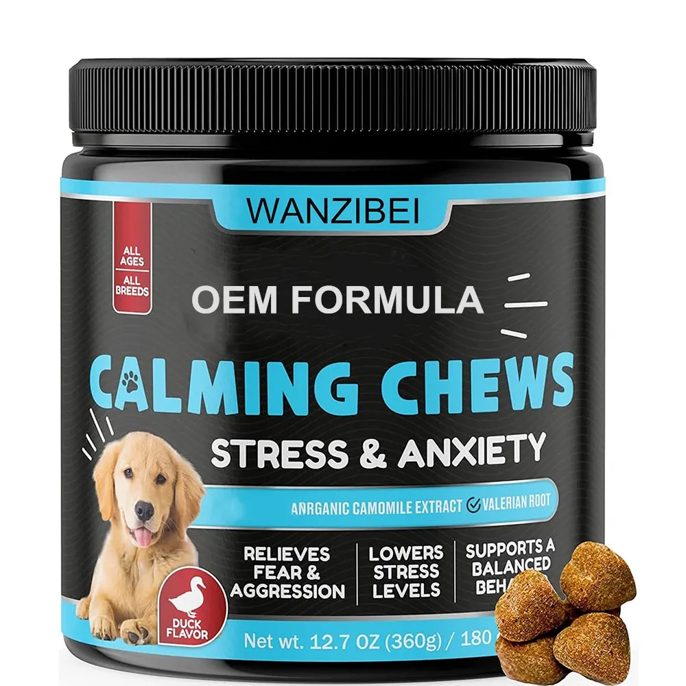 

Wanzibei Calming Pet Chews Treats For Dogs Help With Anxiety Relief Dog Chewable Snack with OEM Formula