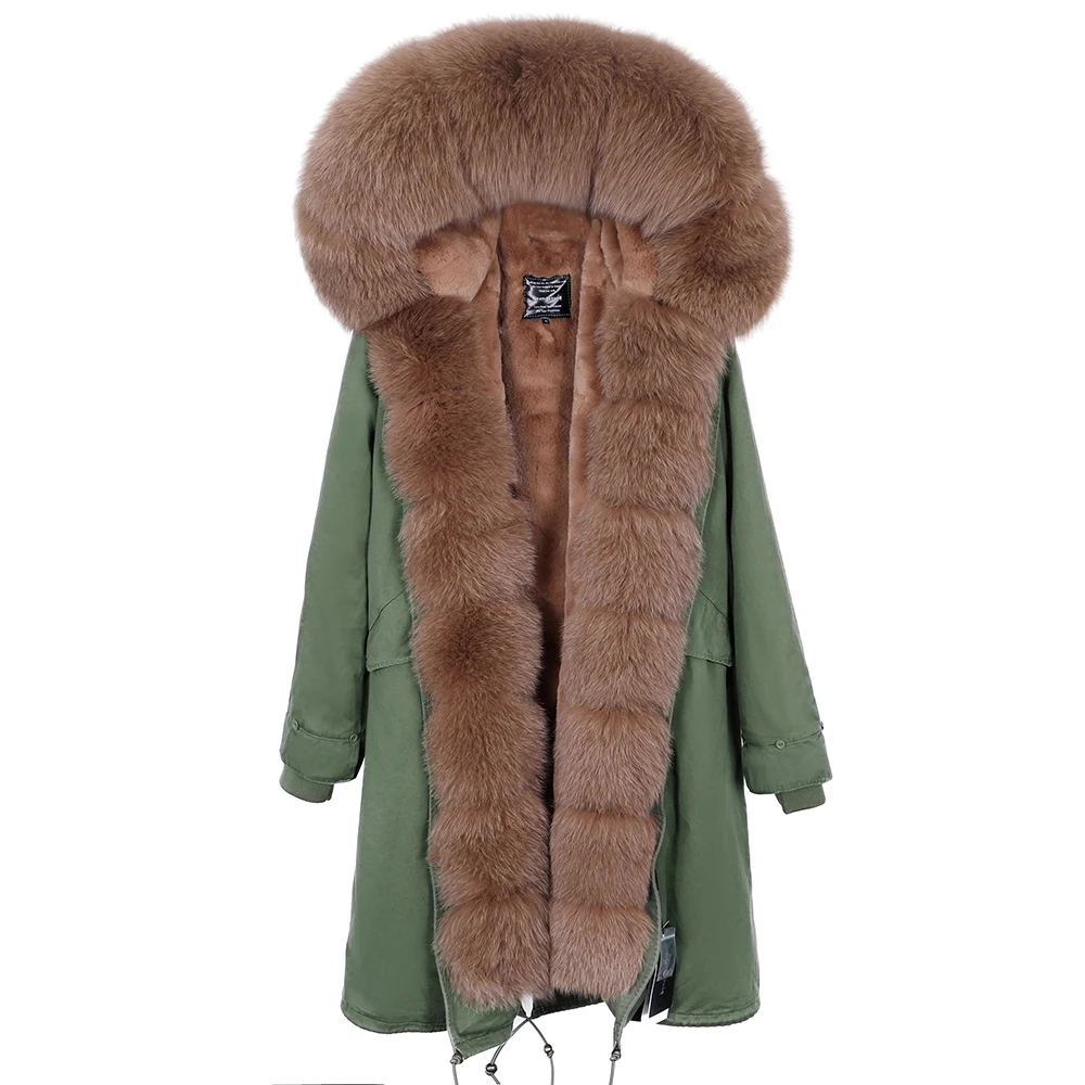 

Free Shipping 2021 winter new Real natural fox fur collar slim warm coats X-Long women's Parkas, Shown