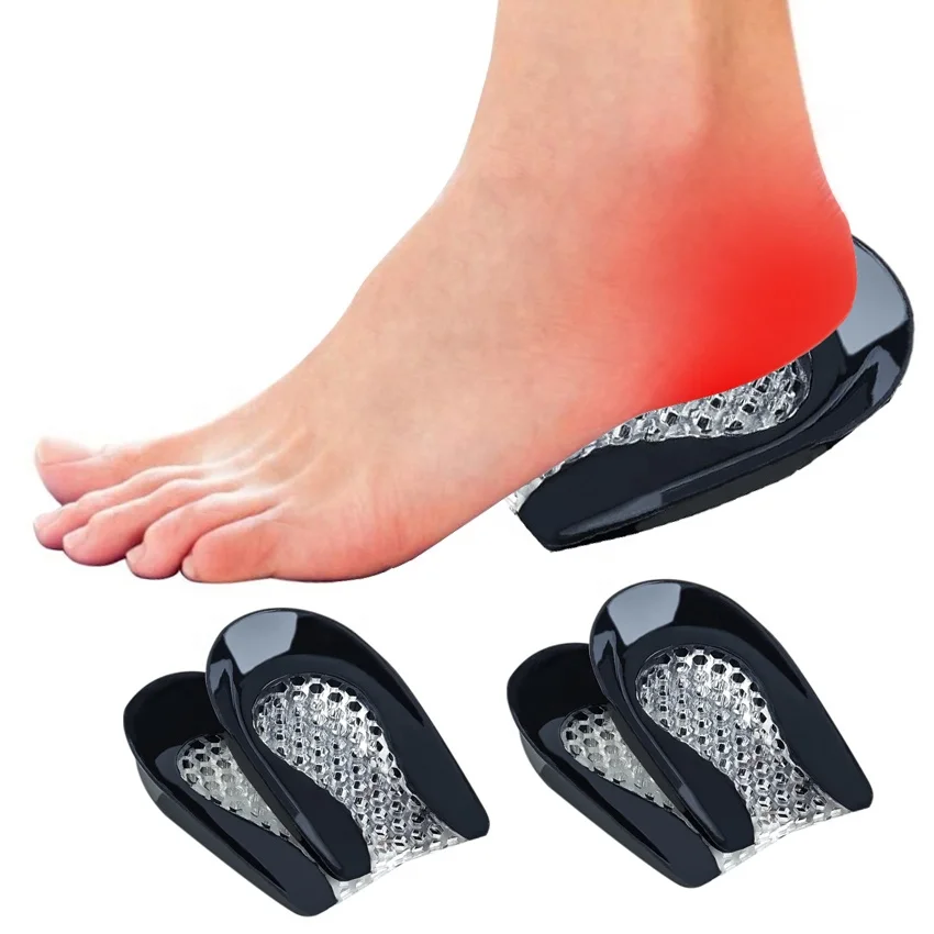 

Silicone Gel Heel Cups Shoe Inserts for Plantar Fasciitis Sore Heel Pain Bone Spur & Achilles Pain Pad & Shock Absorbing Support, Black
