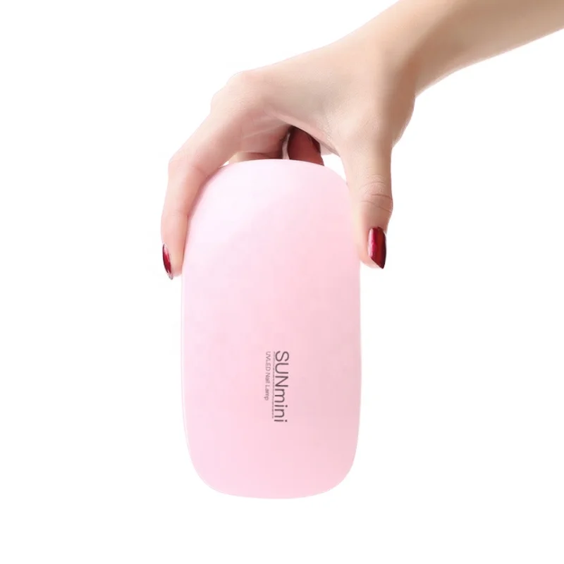

Mini 6W Nail Dryer Machine Portable LED Lamp UV Phototherapy Machine Nails USB Mouse Nail Device, White pink