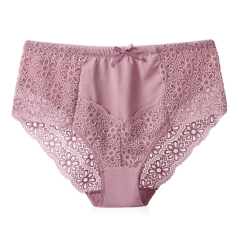 

High Quality Big Butts Extra Plus Size Briefs Swim Fabric Soft Sexy Lace See Though Knickers Underwear For Fat Girls