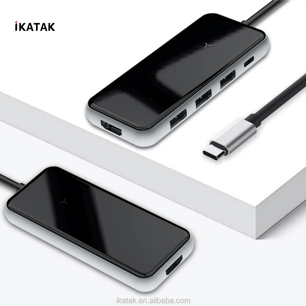 IKATAK 2020 New Aluminum Acrylic USB-C Adapter 3 USB3.0 HDMI PD Charging USB C Hub