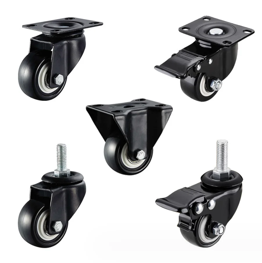 

1.5 inch 2 inch 2.5inch Black PVC Castor Small Caster Wheels Swivel 40mm For Furniture
