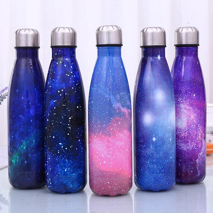 

Custom logo 500ml stainless steel vacuum flask glitter travel running water bottle, Stocked