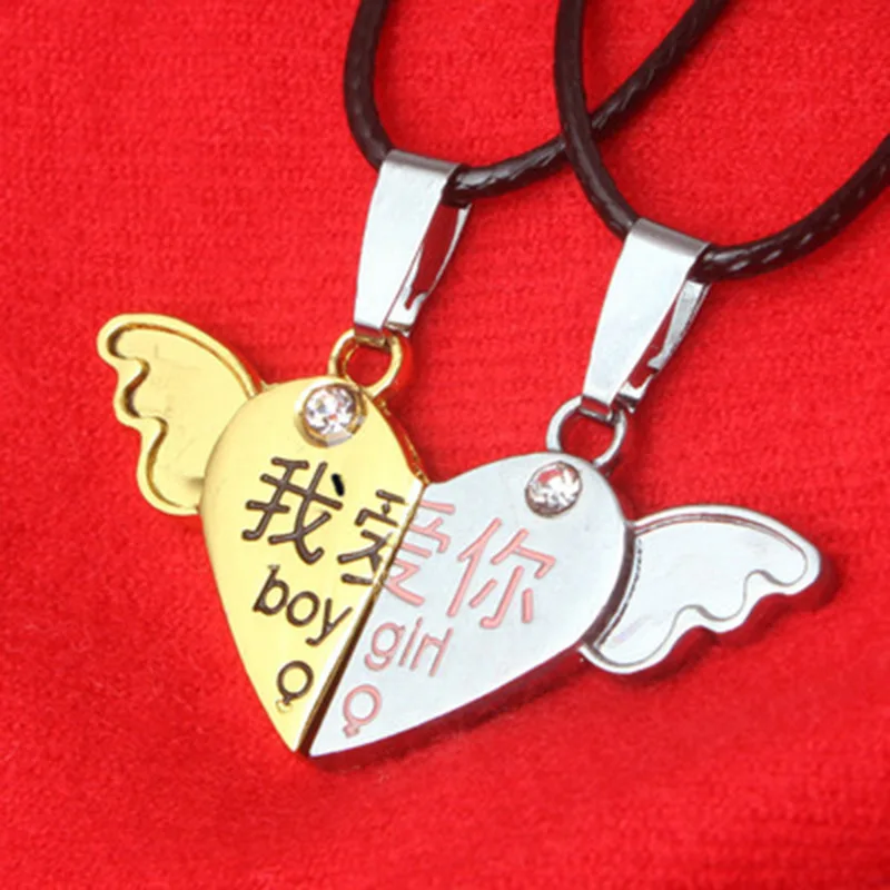 

2020 Stainless steel couple jewelry creative fashion heart shaped letter puzzle pendant necklace