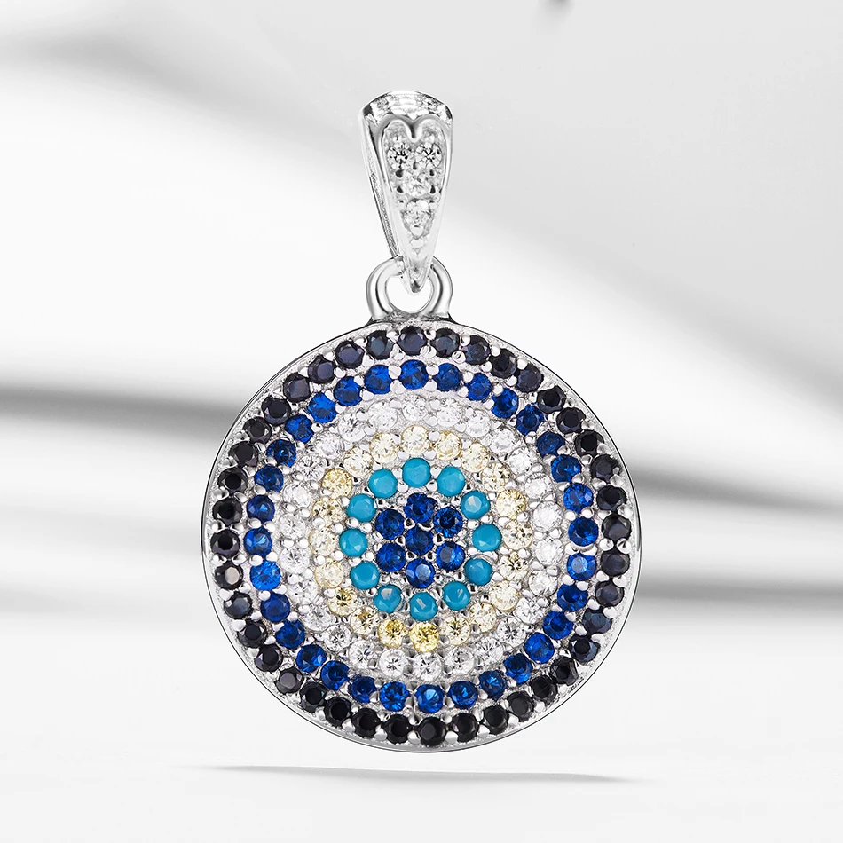 

Cubic Zirconia Blue Eye Pendant 925 Sterling Silver Turkish Eye Pendant for Women Necklace Jewelry Making