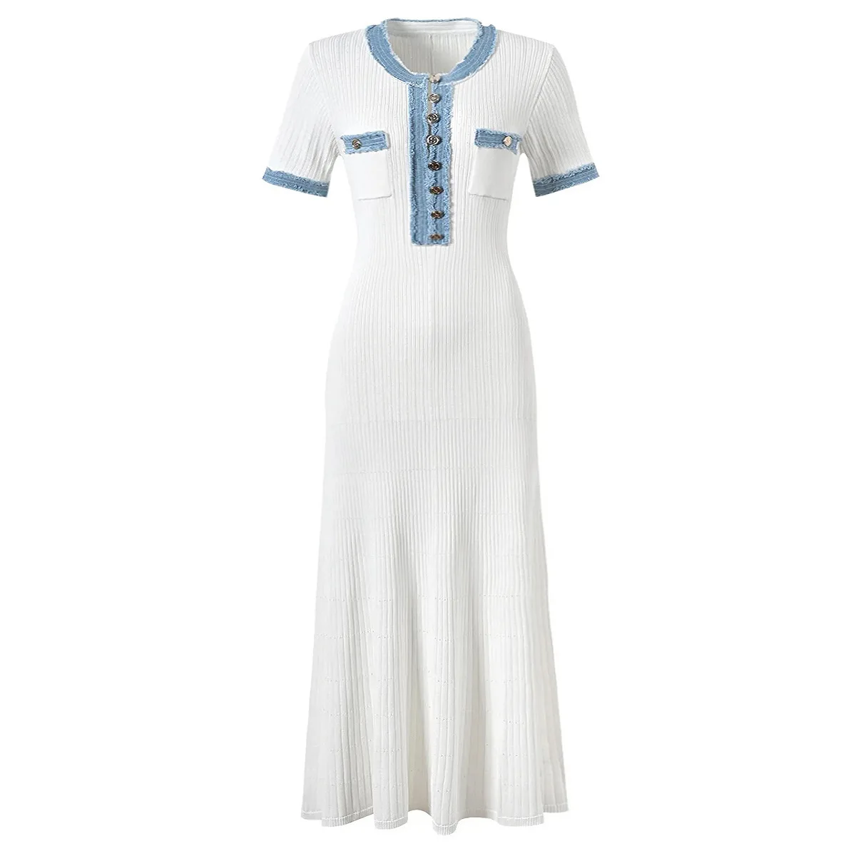 Elegant Short Sleeve Bodycon Maxi Dress