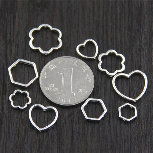 

925 Sterling Silver DIY Jewelry Findings Hexagon Heart Flower Crimp Beads Diagonal DIY Accessories for Earrings Bracelet