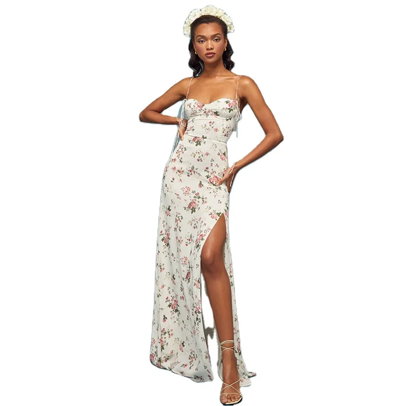 

Spaghetti Strap Viscose Summer Maxi Long Dress, Pink or customized