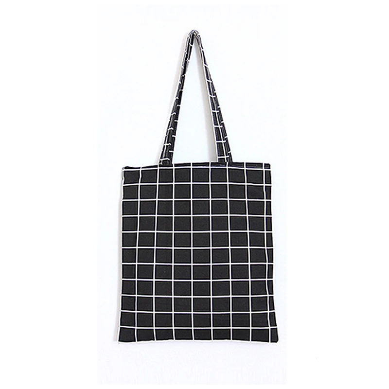 

Sacs A Provisions Pour Femmes Japanese Style Designer Luxury Check Shoulder Burlap Cotton Linen Shopping Tote Bag, 3 colors