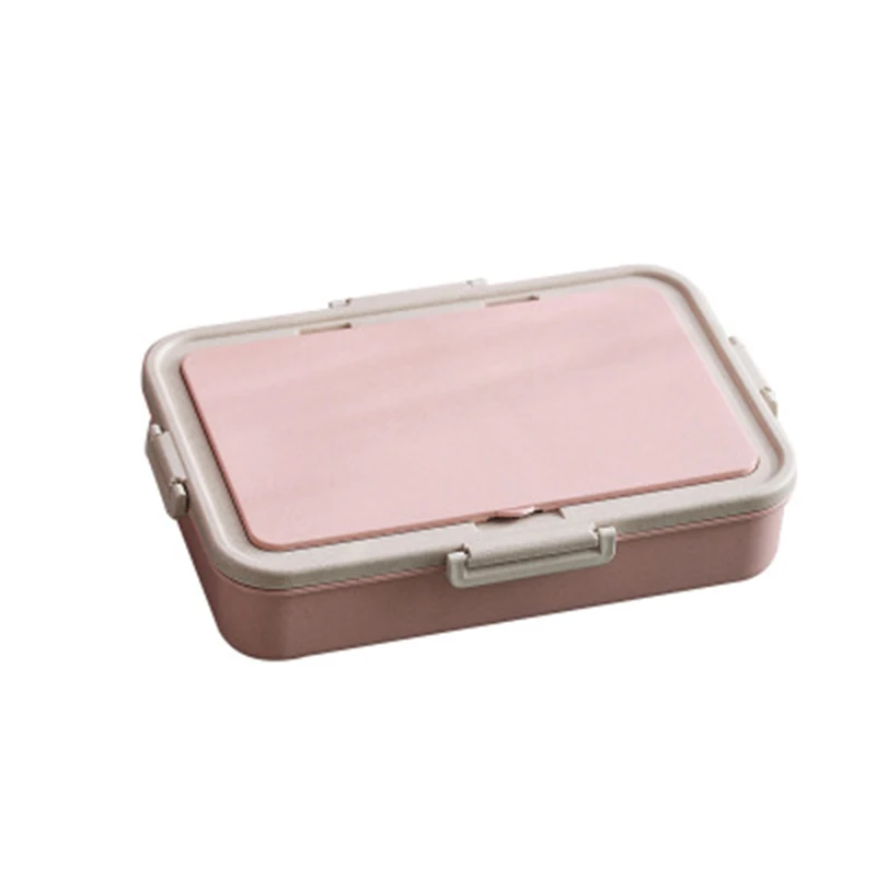 

Lunch Box Kids Portable Wheat Straw Bento Box with Cutlery, Pink,blue