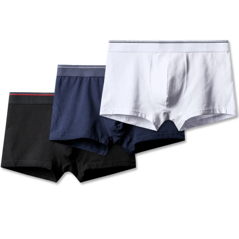 

custom logo solid cotton plus size mens underwear boxer shorts breathable