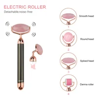 

Amazon Hot Electric Vibrating Massager Jade Roller 2 in 1 Rose Quartz Facial Tools