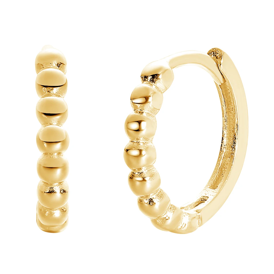 

wholesale women fashion jewelry 925 sterling silver jewelry 18k gold vermeil trendy simple style bead hoop earrings