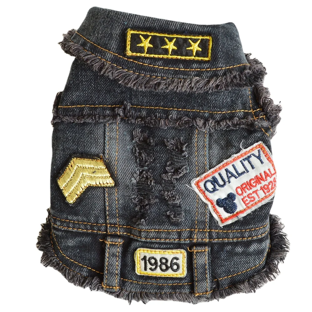 

Cool Dogs Coat Denim Vest Dog Clothes Jeans, Blue, black