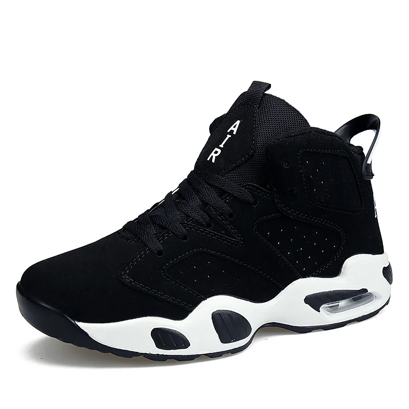 

High quality men fashion sports sneaker shoes basketball combat boots, Black/white/black+red