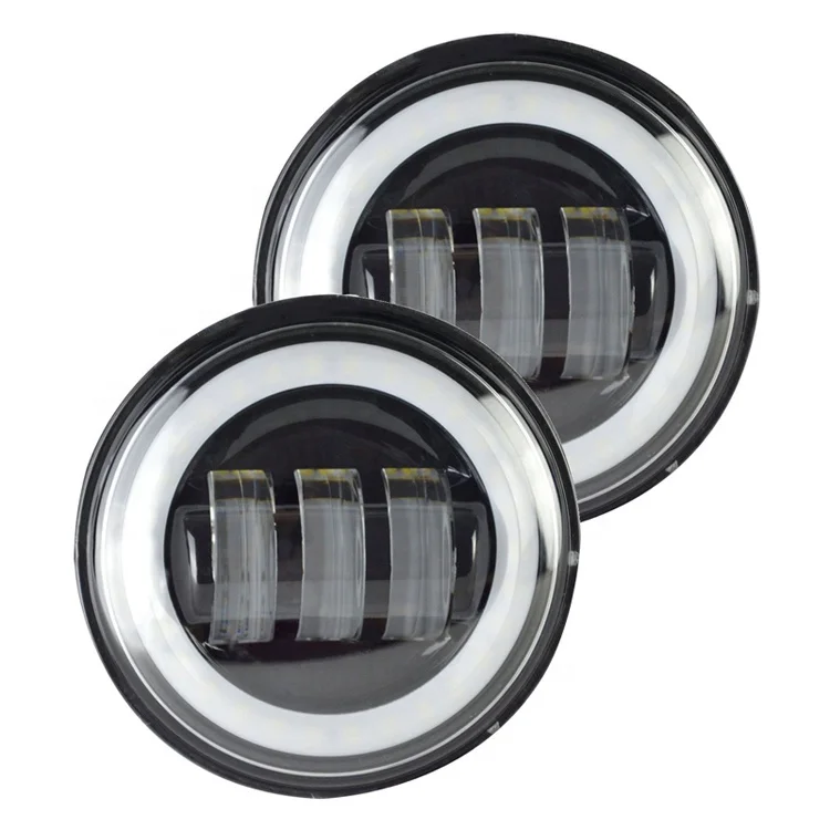 

Round LED Fog Lights With Halo DRL fit for 4.5" round auxiliary running fog lamps