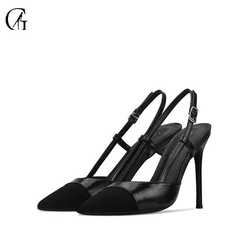 

Goxeou Ladies Slingback High Heels Sandals Womens Pumps Wedding Shoes Dress Stiletto Office Work Bridal Party Matte Black 32-46