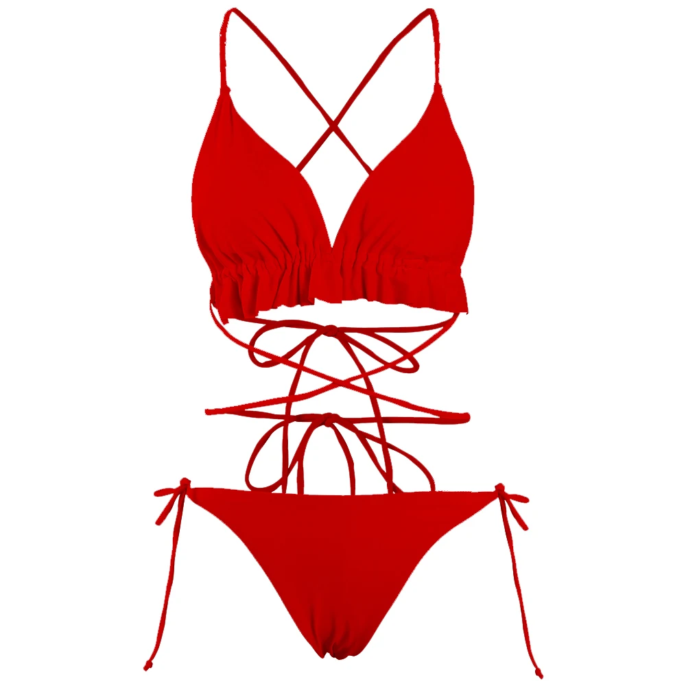 Wholesale Swimwear 2022 Hot Sale Bikini Buckle Triangle Cup Swimsuit ...