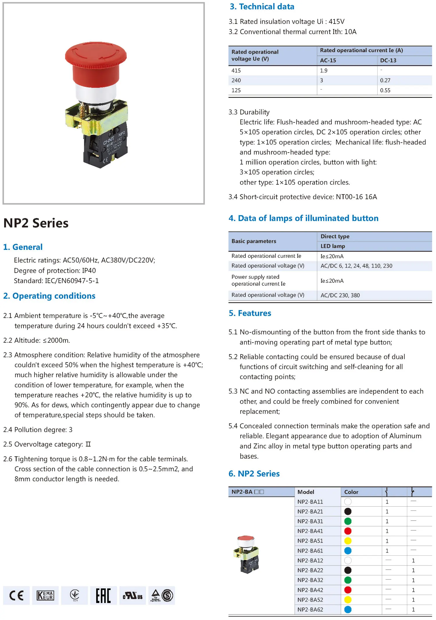 Chint NP2 Series Pushbutton NP2-BD33 NP2-BA31 NP2-BS542 NP2-BD21 NP2-BA42 NP2-BW3361 NP2-BD25 NP2-BD53 CHNT Push Button Switch