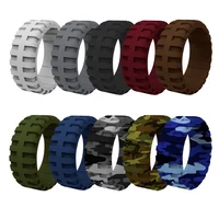 

Tire Tread Design Breathable Grooves Rubber Silicone Wedding Ring Wedding Bands for Men