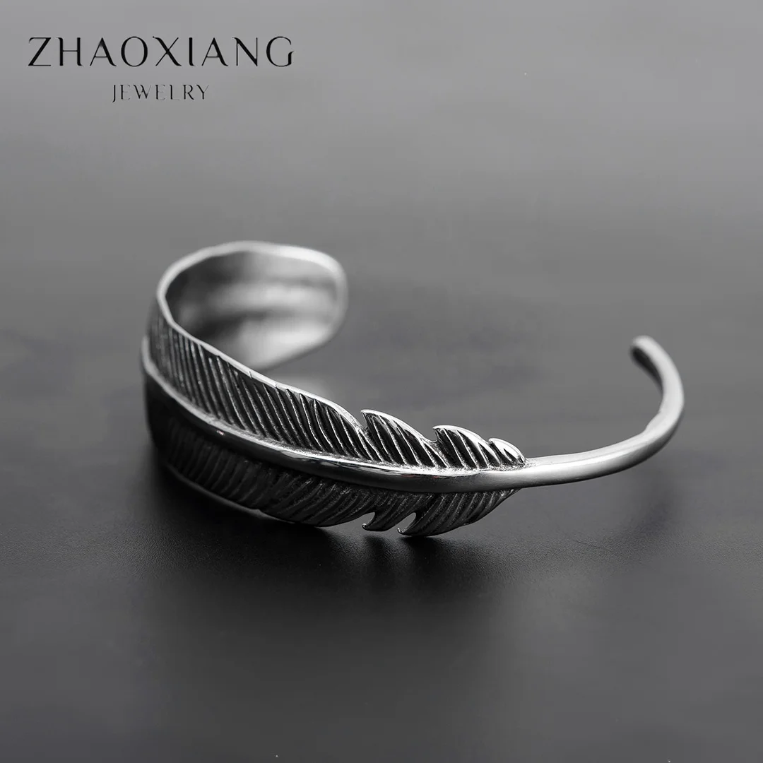 

Feather Cuff Bangles Bracelets Design Jewelry Making Cheap Price Wholesale Bulk 2021 Trendy, Steel