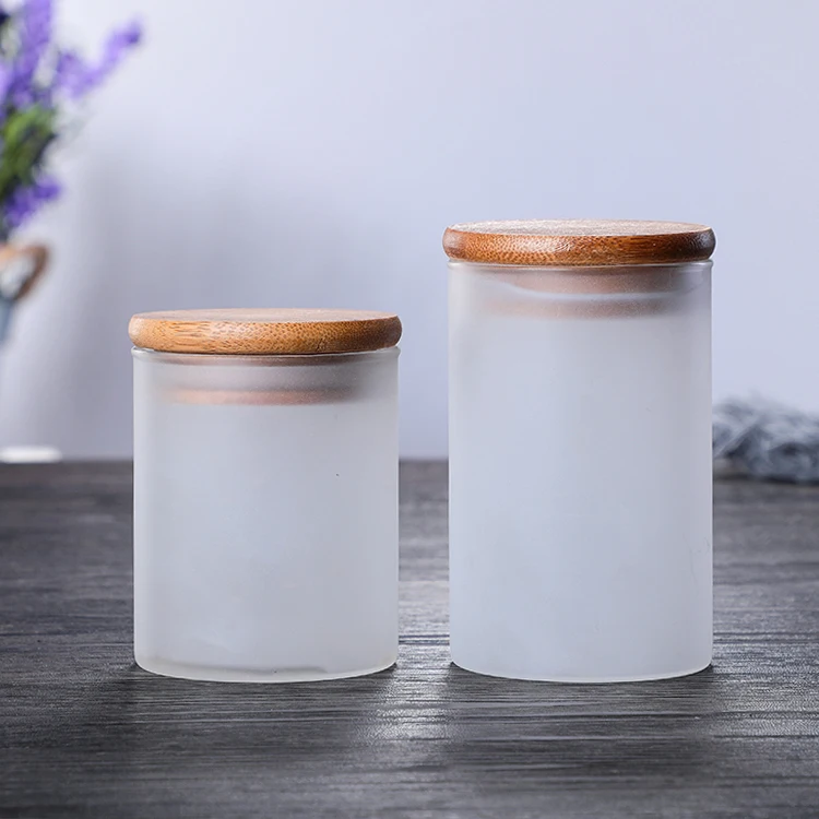 Customized 4oz 10oz 12oz Heat Resistant White Candle Holder Frosted Glass Candle Jar With Lid 2679