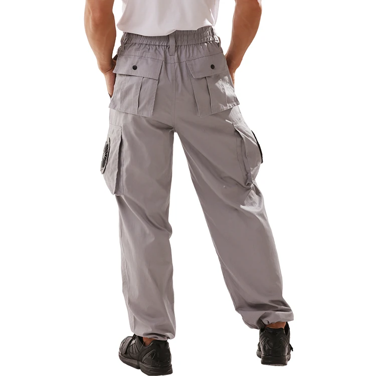 

2020 New Tech Solid Color Gray Men Fan Cooling Pants For Logo Design Print