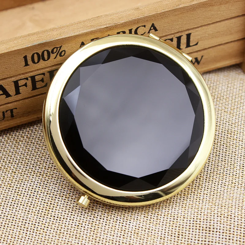 

Fashion Foldable Mini Pocket Crystal Makeup Cosmetic Compact Mirror With Logo, Gold