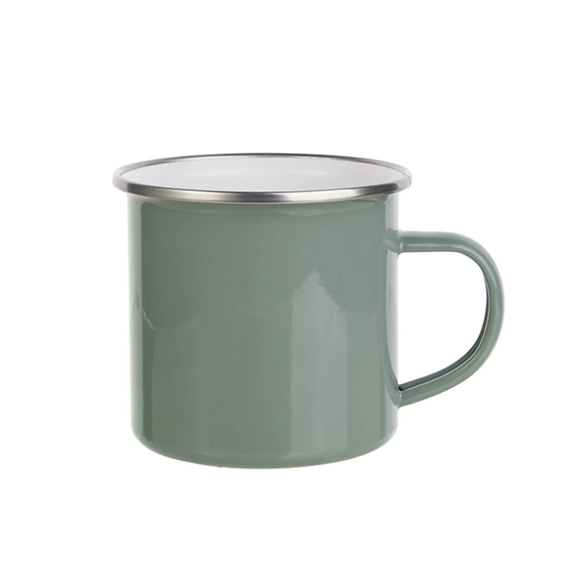 

PYD Life Hot Sale Grey Green Sublimation Enamel Mug Camping Metal Mug Enamel Cup