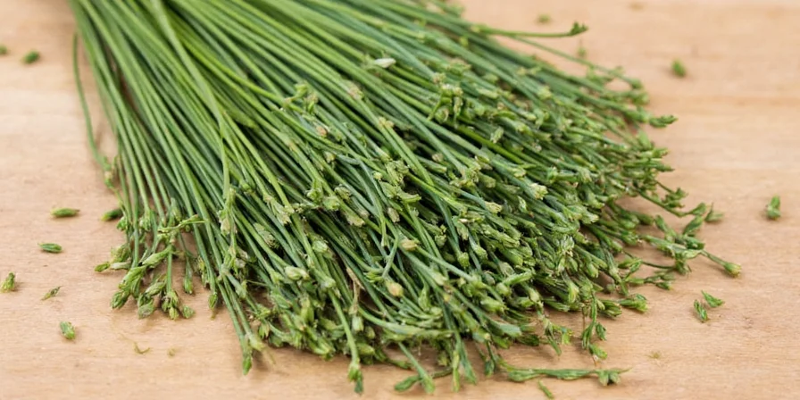 Close-up of dry chives in a spice jar