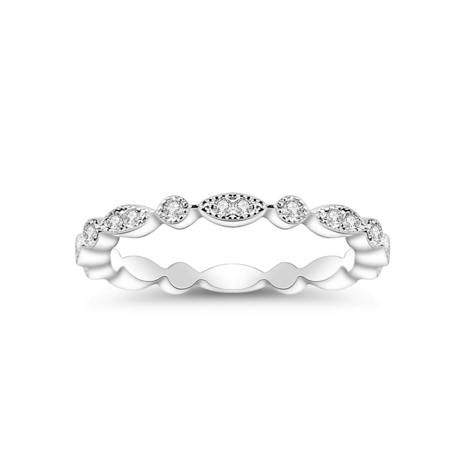 

Abiding D Color Eternity Band Ring Trendy 925 Sterling Silver Wedding Engagement Diamond Moissanite Rings For Women