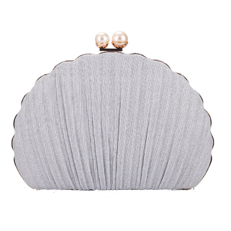 

Hot Sale 2021 Pleated Shell Bag Handbag Small Charming Evening Cutch Bags For Women, Purple, black, skin, silver, grey