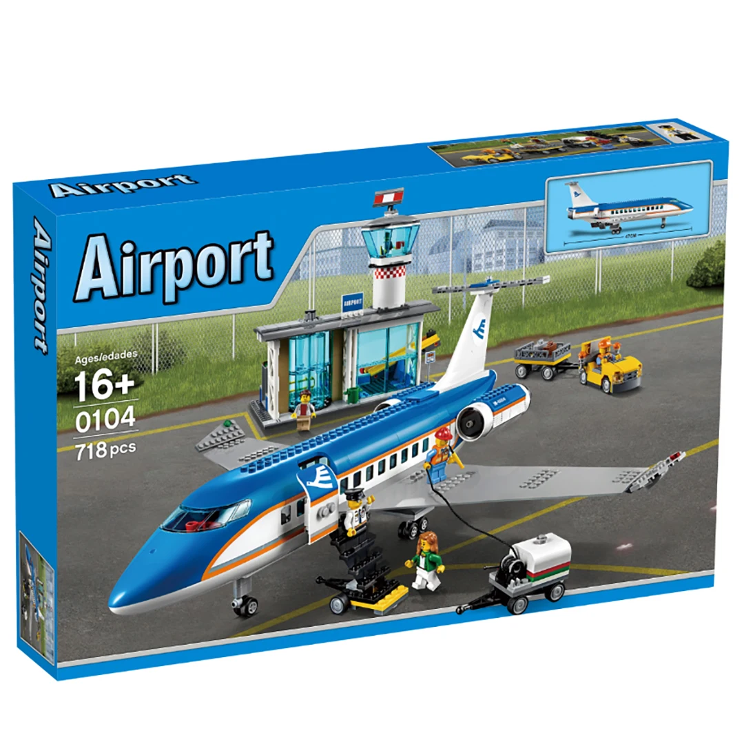 

Airport Terminal Passenger Airplane Model Building Blocks 02043 Assemble kids toys educational Compatible City 82031 60104