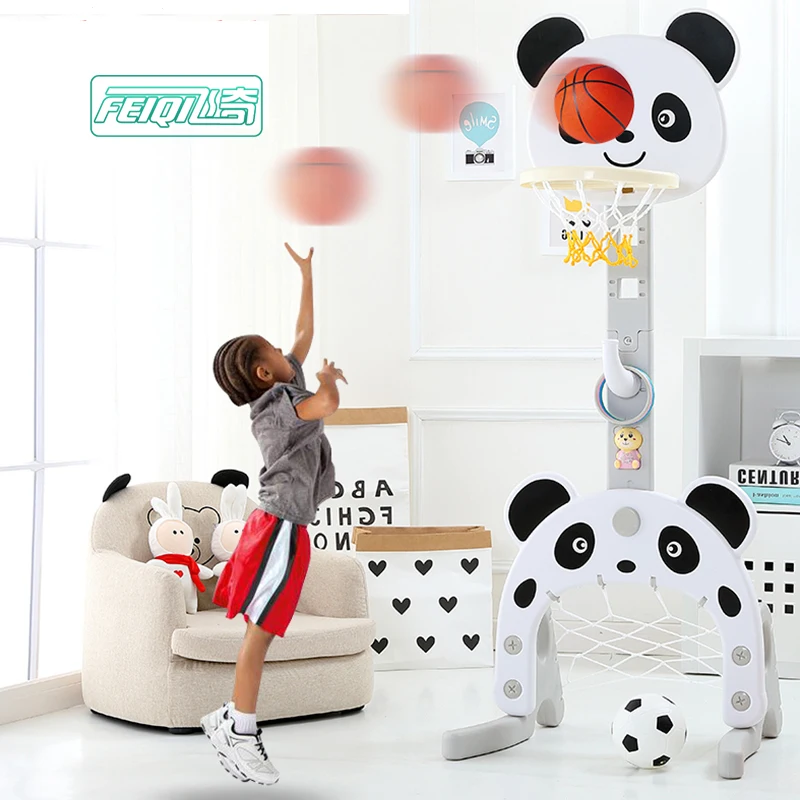 

Feiqitoy panda kids basketball hoop, Pink, blue, black&white