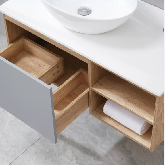 Modern Single Sink Style Wall Mounted Bathroom Cabinet Set