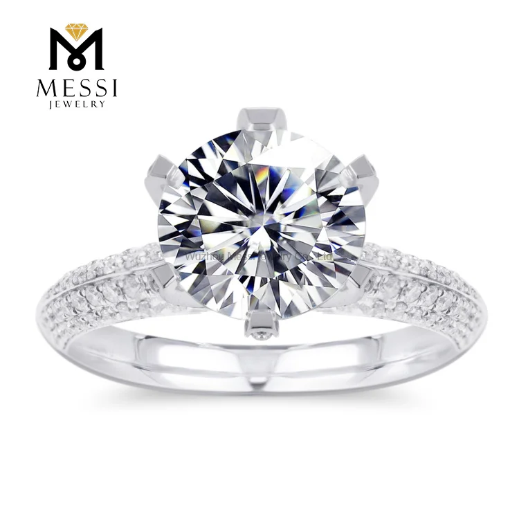 

Messi Jewelry manufacturer china 14k 18k white gold 2 carats diamond moissanite engagement wedding ring