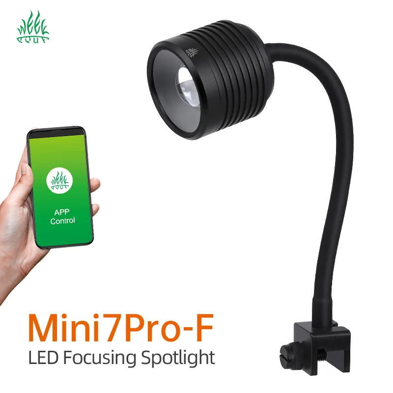 WEEK AQUA Mini7Pro-F LED Aquarium Submersible Spotlights Focusing Dimming COB 6500k Dimmable IP68 Dive Fish Tank Spotlight